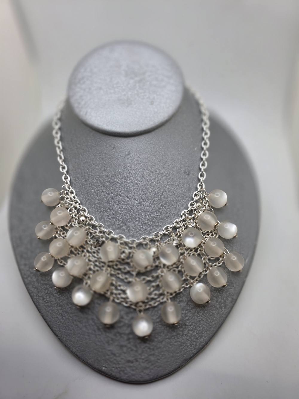 Silver Statement Bib Necklace